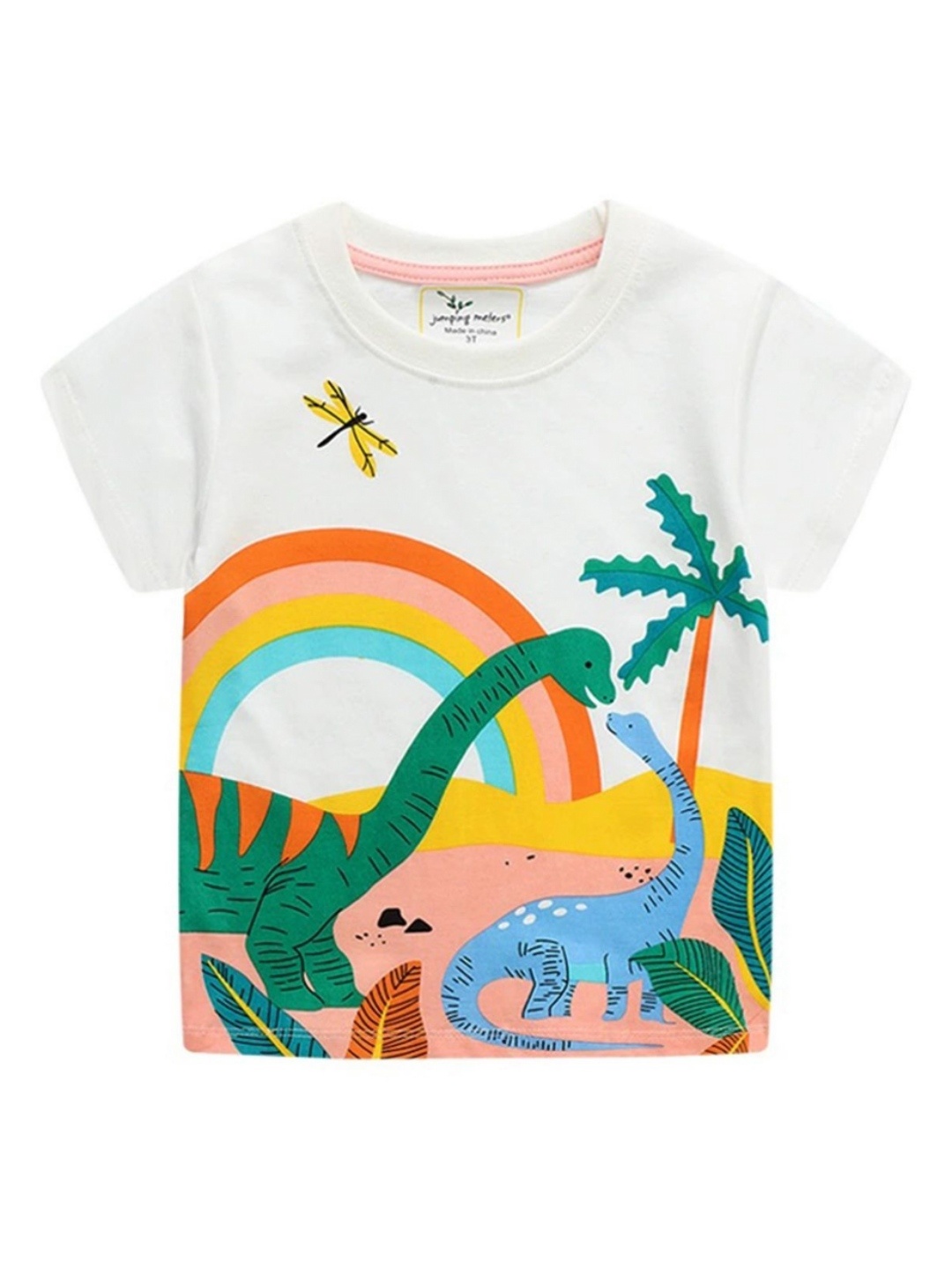 

LULU & SKY Girls Graphic Printed Round Neck Cotton T-shirt, White