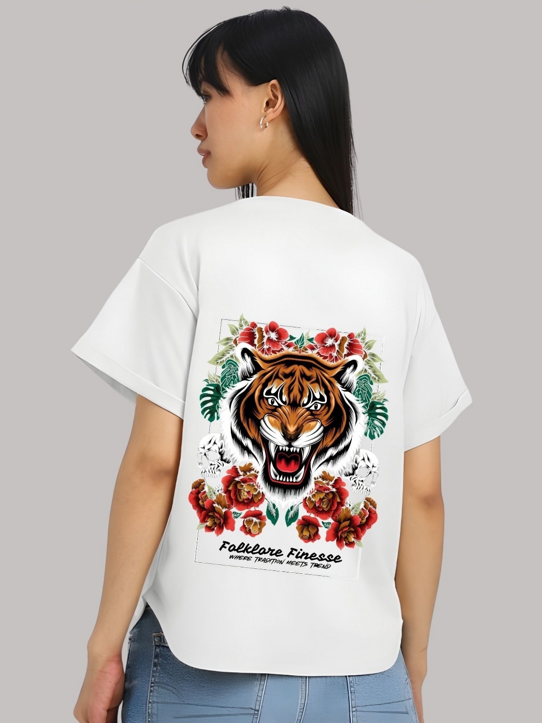 

Moda Rapido Women Graphic Printed Round Neck Cotton Relaxed Fit T-shirt, White