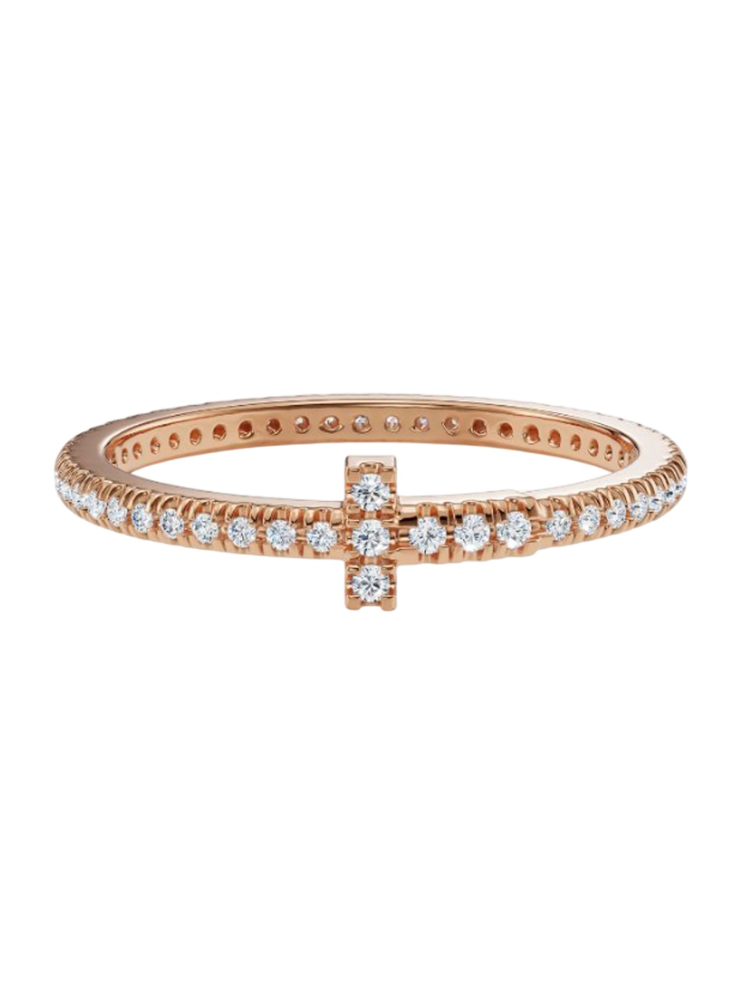 

Sleek Narrow Women 18 Kt Rose Gold Diamond Ring