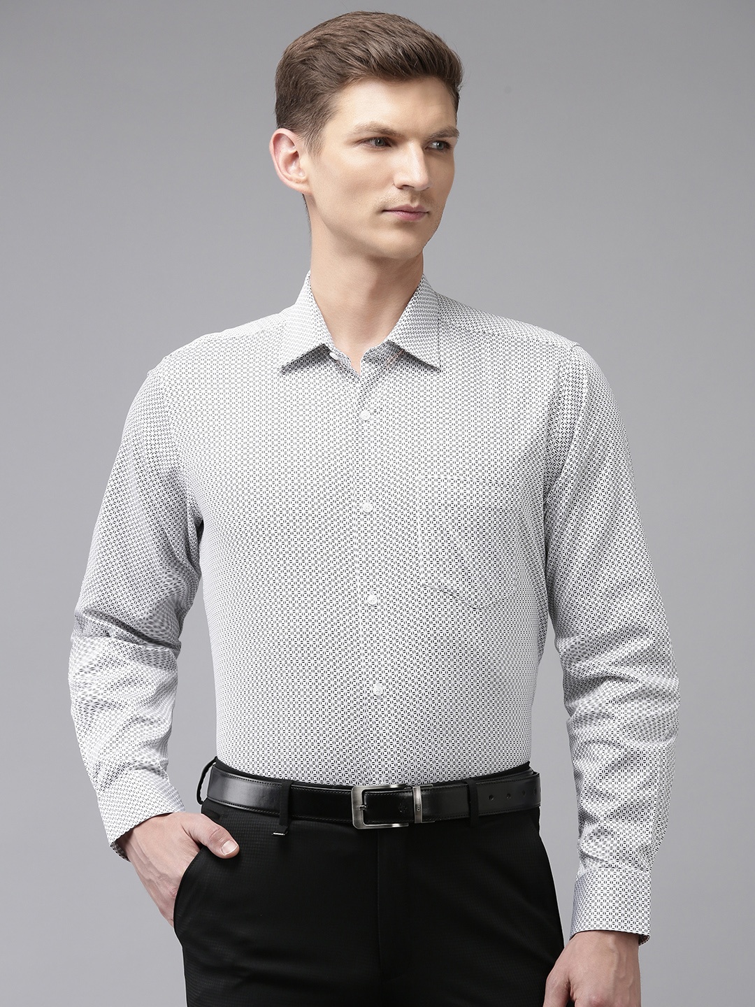 

Van Heusen Opaque Printed Pure Cotton Formal Shirt, White