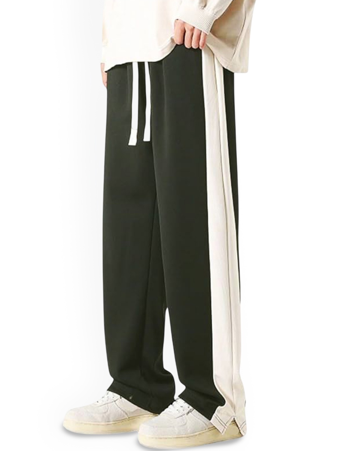 

MACK JONNEY Men Cotton Mid Rise Track Pants, Olive