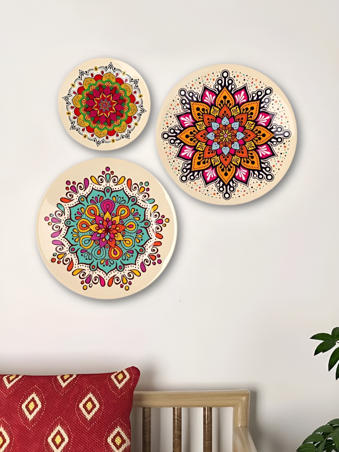 

Homscape 3-Pcs Assorted Mandala Art Ceramic Wall Plates