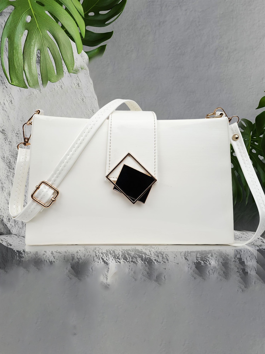 

SPOTIC Women Solid Crossbody Leather Sling Bag, White