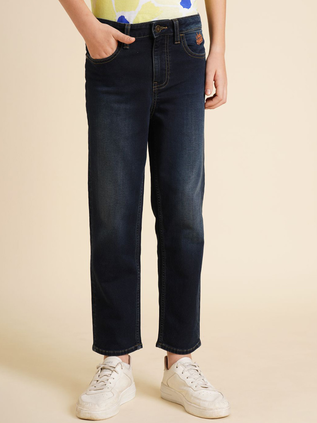 

Jack & Jones Junior Boys Straight Fit Light Fade Stretchable Jeans, Blue