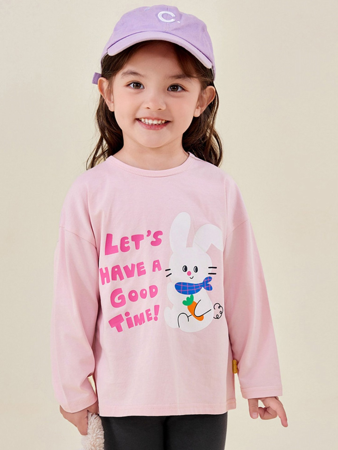 

LULU & SKY Girls Graphic Printed Round Neck Cotton Oversized T-shirt, Pink