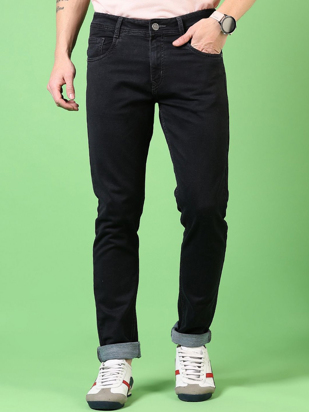 

V-Mart Men Solid Denim Mid-Rise Jeans, Navy blue