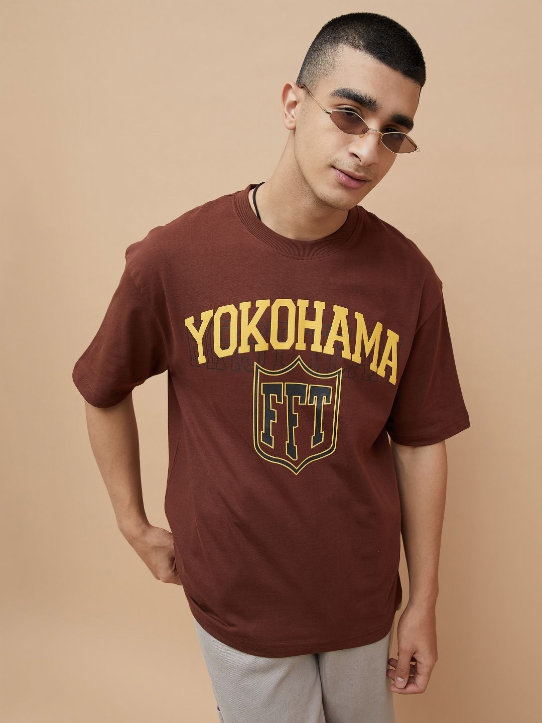 

Fame Forever by Lifestyle Men Typography Printed Round Neck Cotton Oversized T-shirt, Maroon