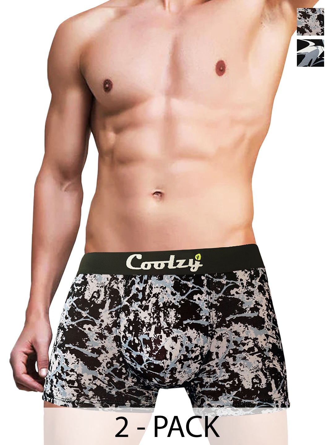 

COOLZY Pack Of 2 Printed Trunk RUCPTN2K005-S, Black