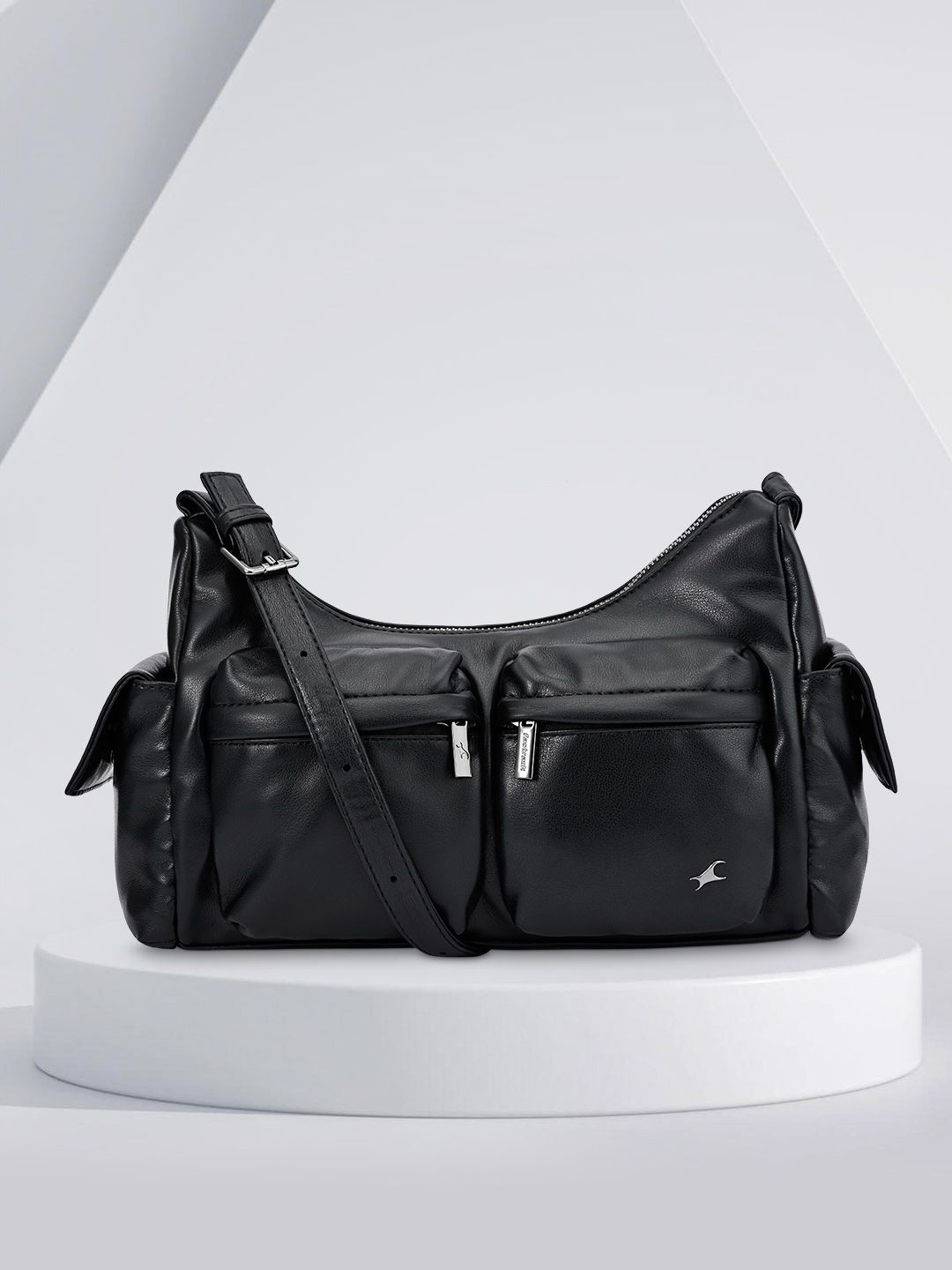 

Fastrack Women Solid Structured Shoulder Bag, Black