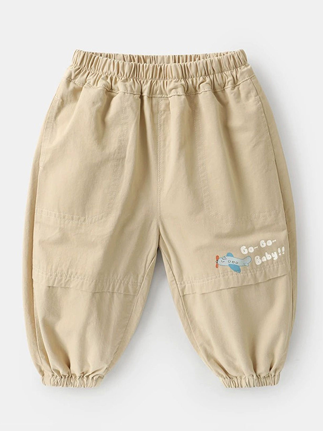 

LULU & SKY Boys Tapered Fit High-Rise Cotton Joggers, Cream