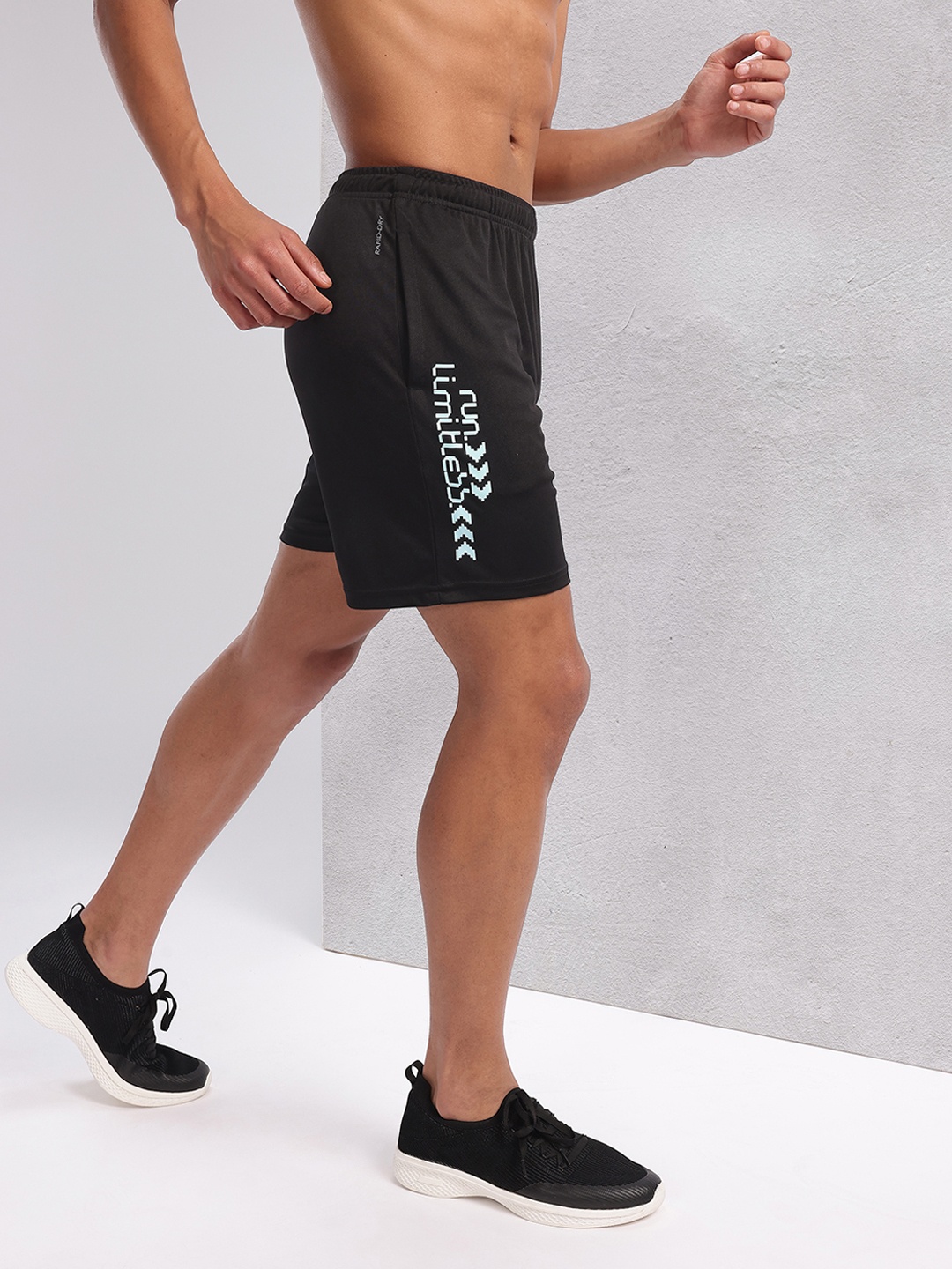 

HRX by Hrithik Roshan Typography Print Rapid-Dry Running Shorts, Black