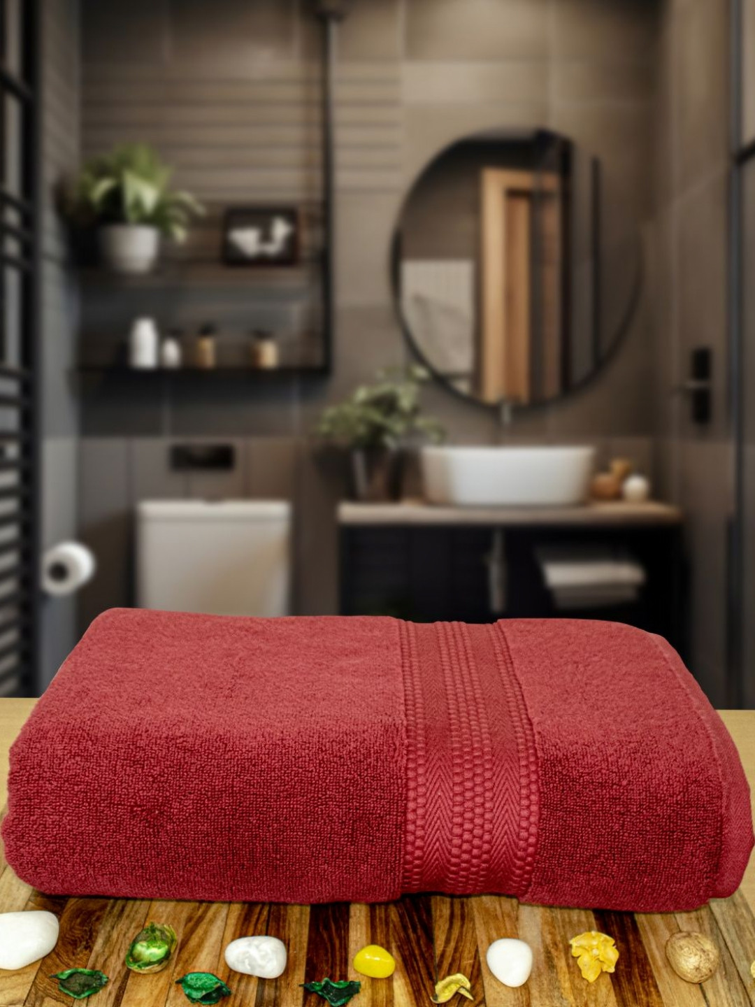 

Myntra Elegant Homes Maroon 1 Cotton 600 GSM Bath Towel