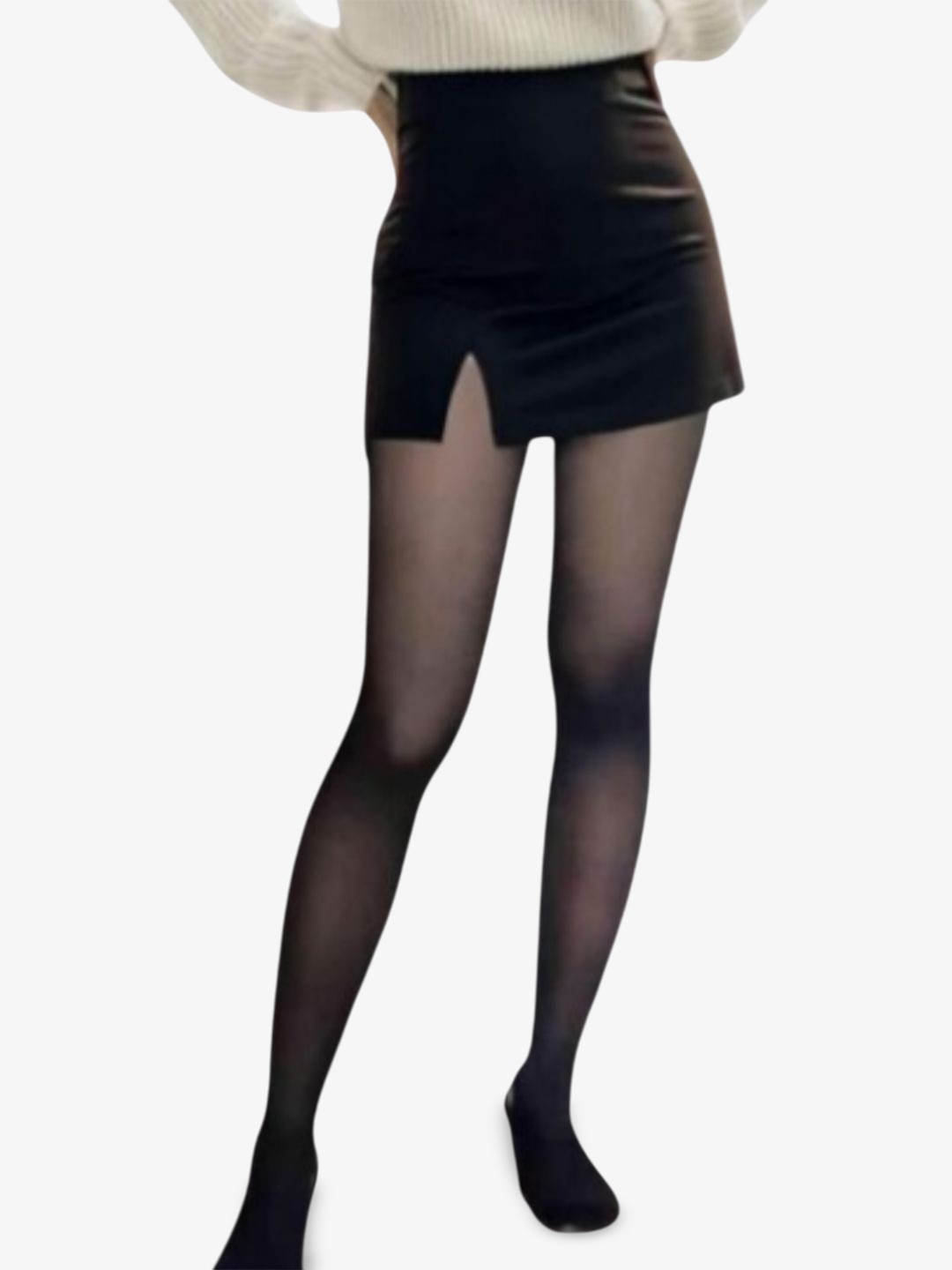 

SECRETS BY ZEROKAATA Women Dual Tone Translucent Winter Semi-Sheer Tights, Black