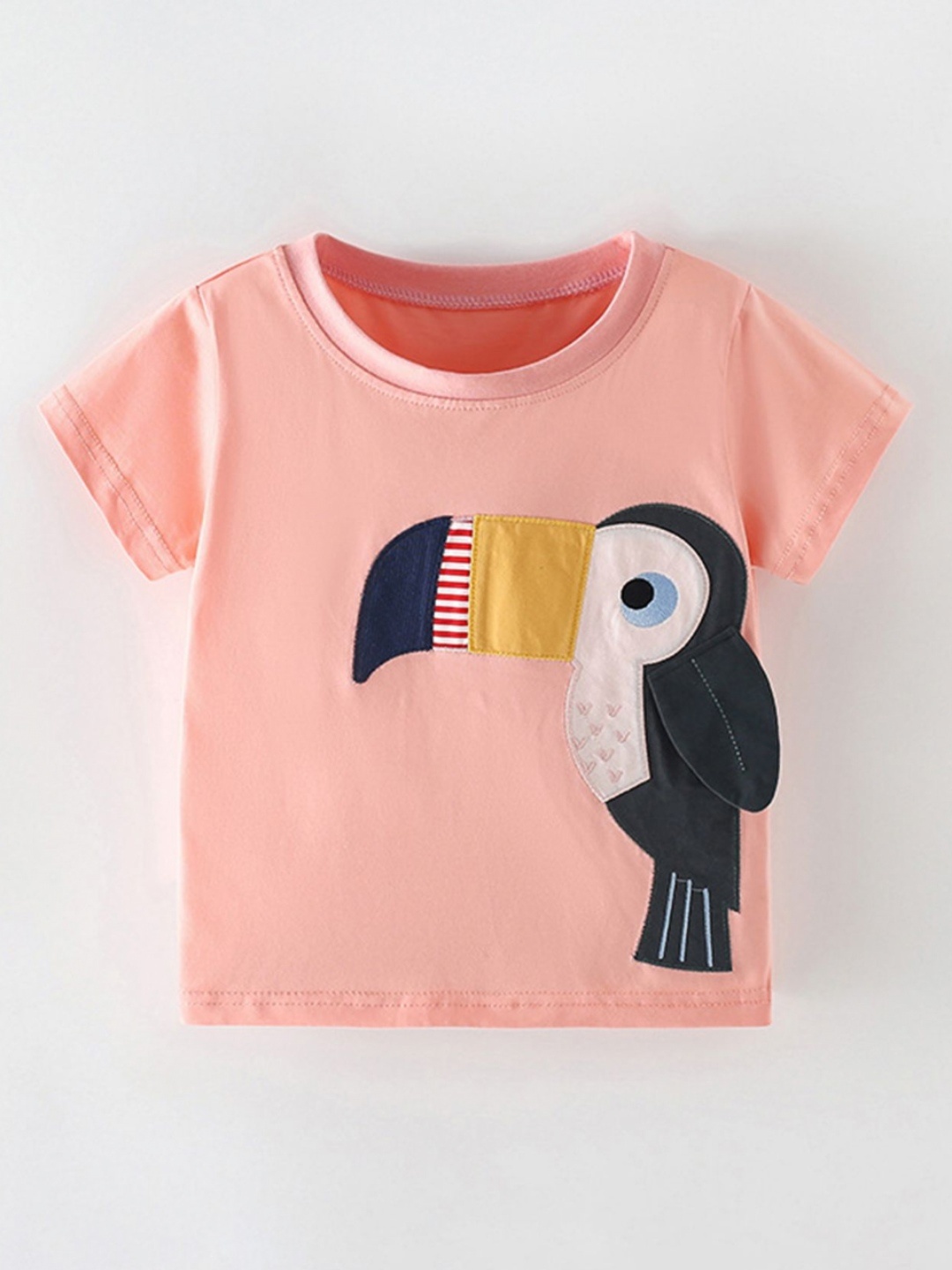 

LULU & SKY Girls Graphic Printed Round Neck Cotton T-shirt, Peach