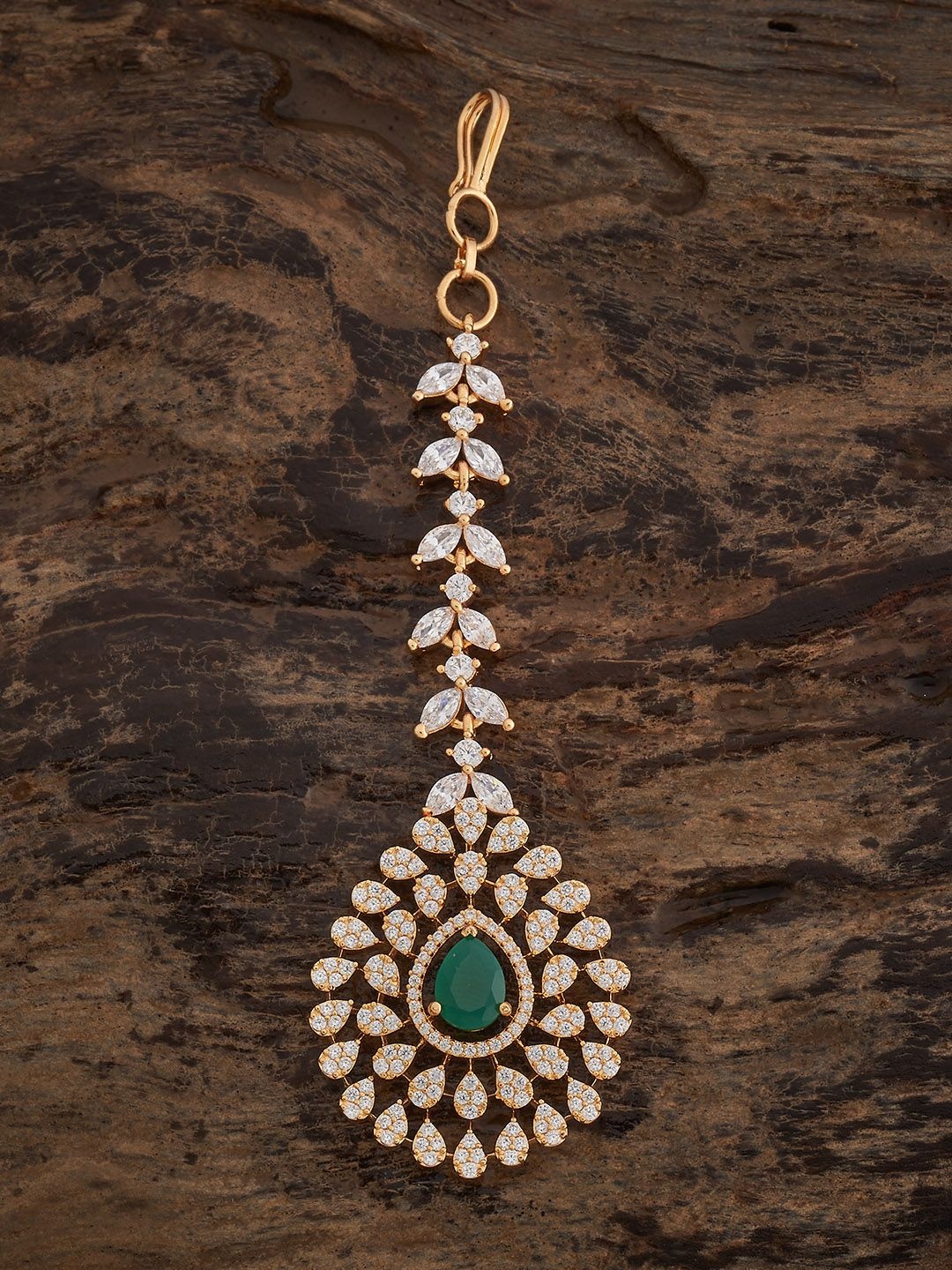 

Kushal's Fashion Jewellery Gold-Plated Zircon Studded Maang Tikka Head Jewellery