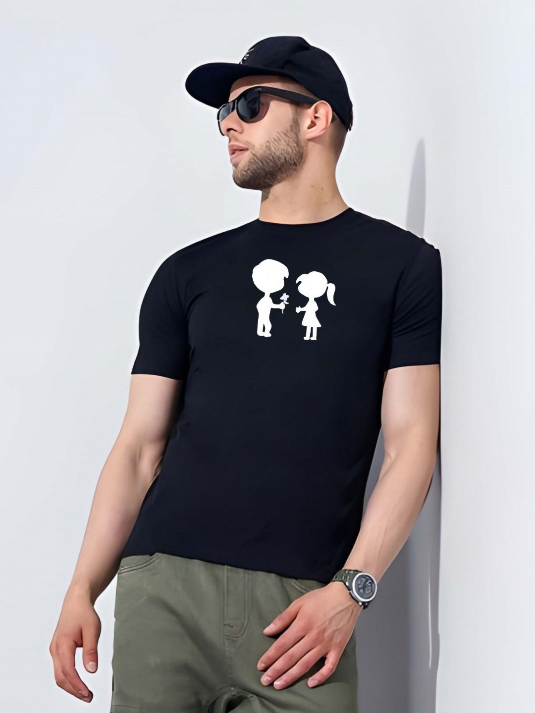 

Moda Rapido Men Graphic Printed Round Neck Cotton T-shirt, Black