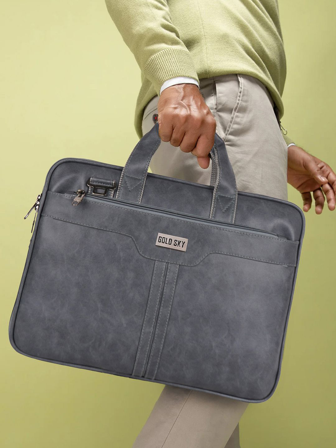 

GOLD SKY Padded Compartment Laptop Bag, Grey