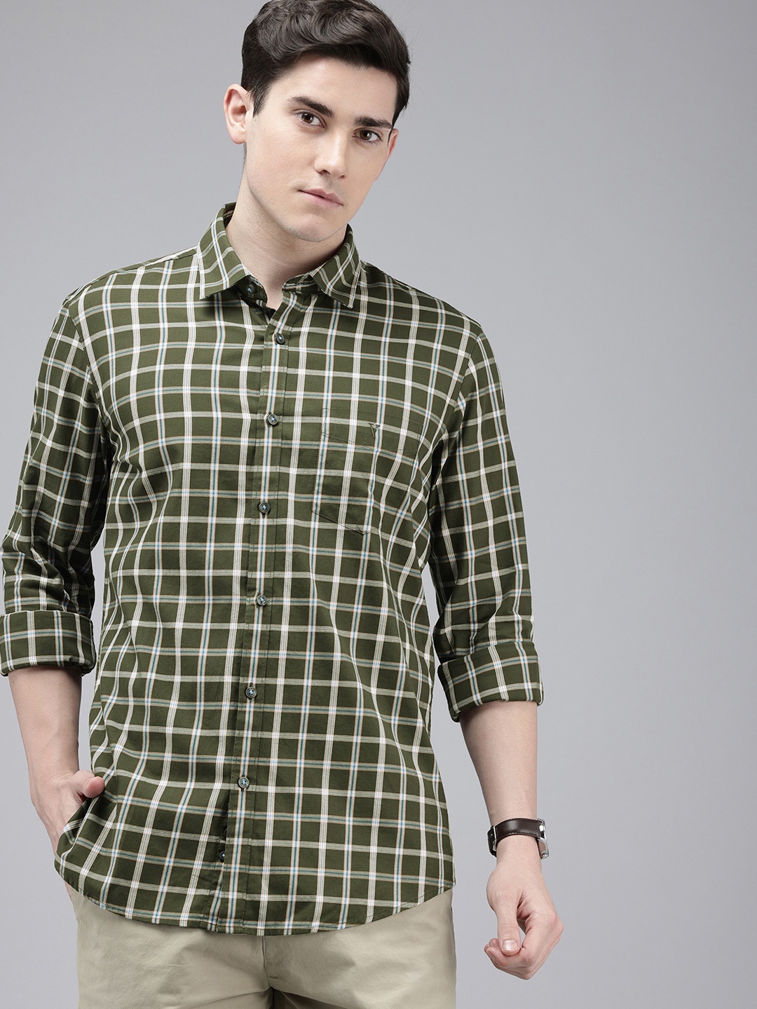 

Van Heusen Sport Slim Fit Checked Pure Cotton Casual Shirt, White
