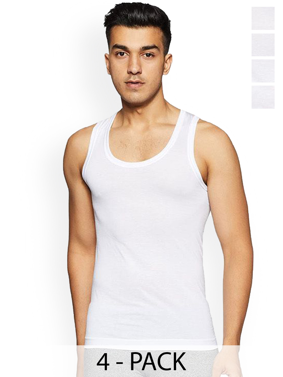 

Rupa Pack Of 4 Pure Cotton Innerwear Vests Frontline-Air-Whit-RN-4-90, White