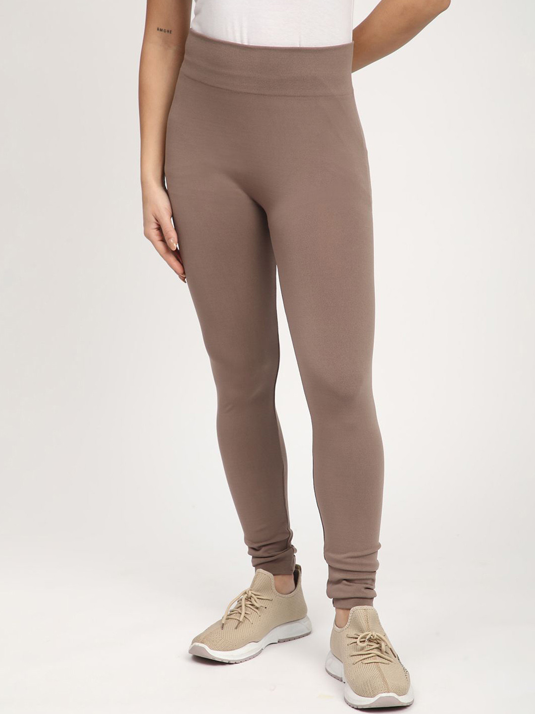 

R&B Women High-Rise Ankle Length Tights, Brown