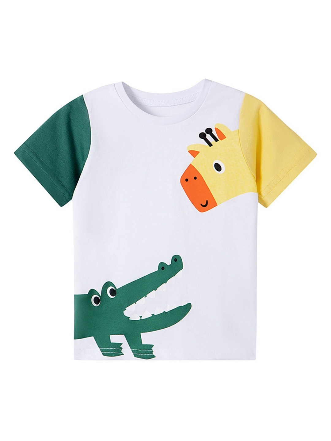 

LULU & SKY Boys Graphic Printed Round Neck Cotton T-shirt, White