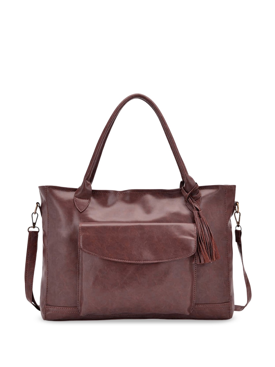 

INKMILAN Women Solid Structured Handheld Bag, Coffee brown