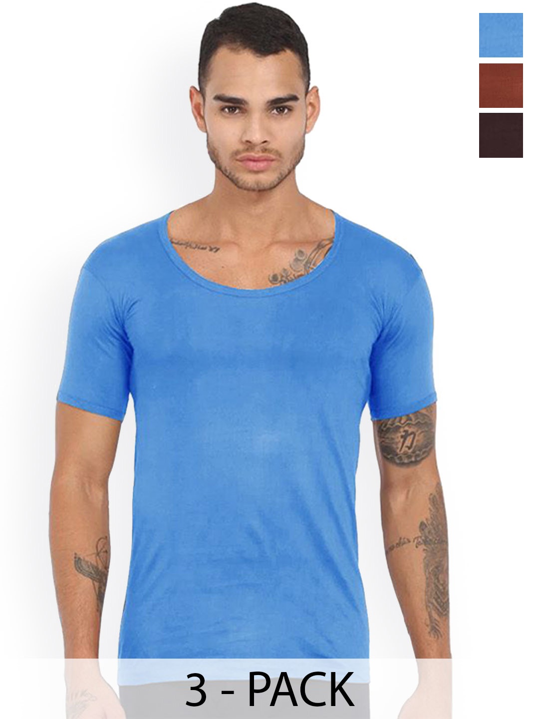 

Rupa Assorted Cotton Undershirt Vest Frontline-Color-Asst-RNS-3-90, Blue