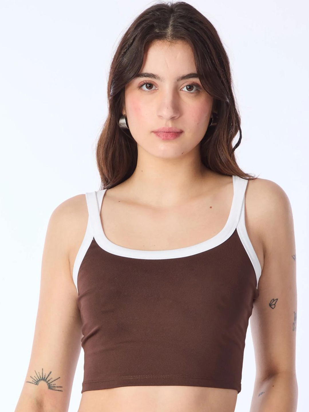 

Moda Rapido Crepe Crop Top, Brown