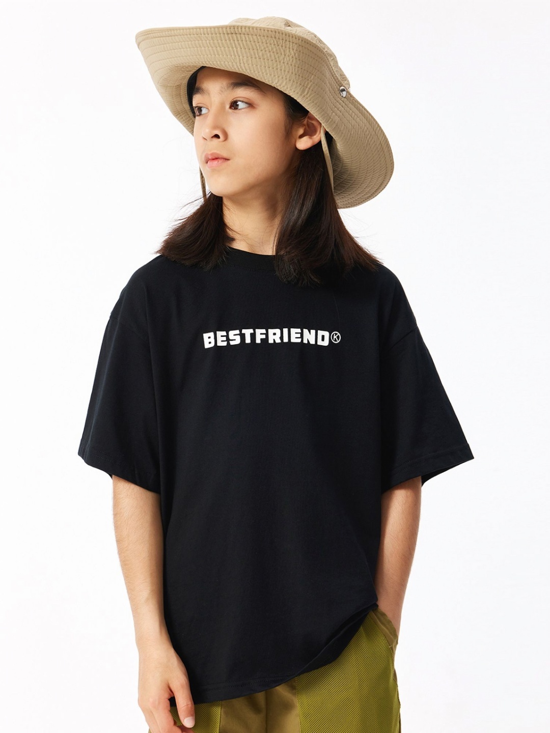 

LULU & SKY Girls Typography Printed Round Neck Cotton Oversized T-shirt, Black