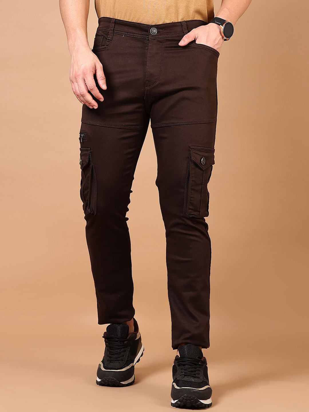 

V-Mart Men Light Fade Stretchable JCotton eans, Brown