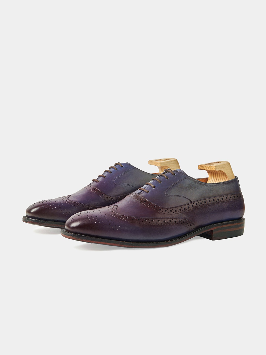 

Whitemuds Men Leather Lace-Up Formal Brogues, Purple