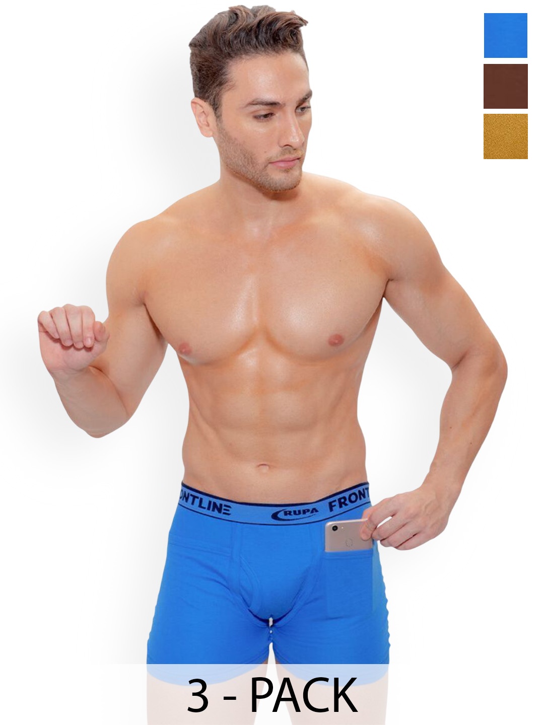 

Rupa Men Pack Of 3 Cotton Trunks, Assorted