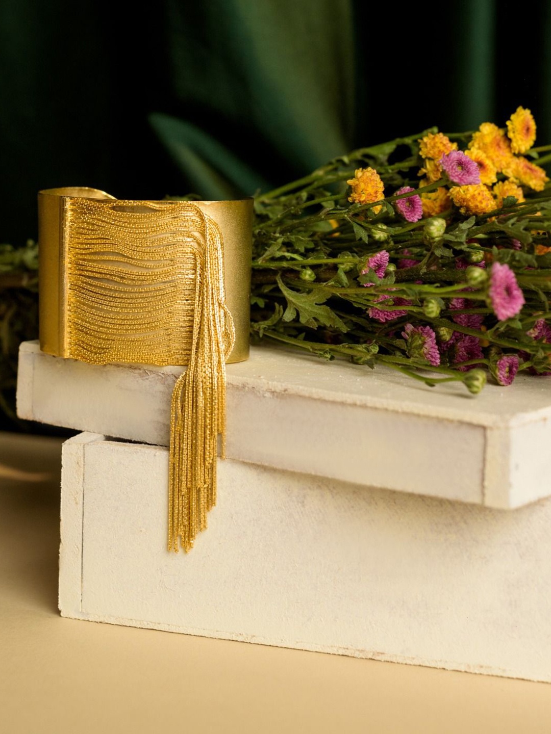 

Trupti Mohta Gold-Plated Dangling Cuff Bracelet