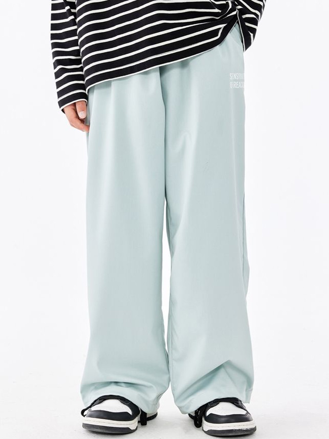 

LULU & SKY Girls Loose Fit High-Rise Trousers, Blue