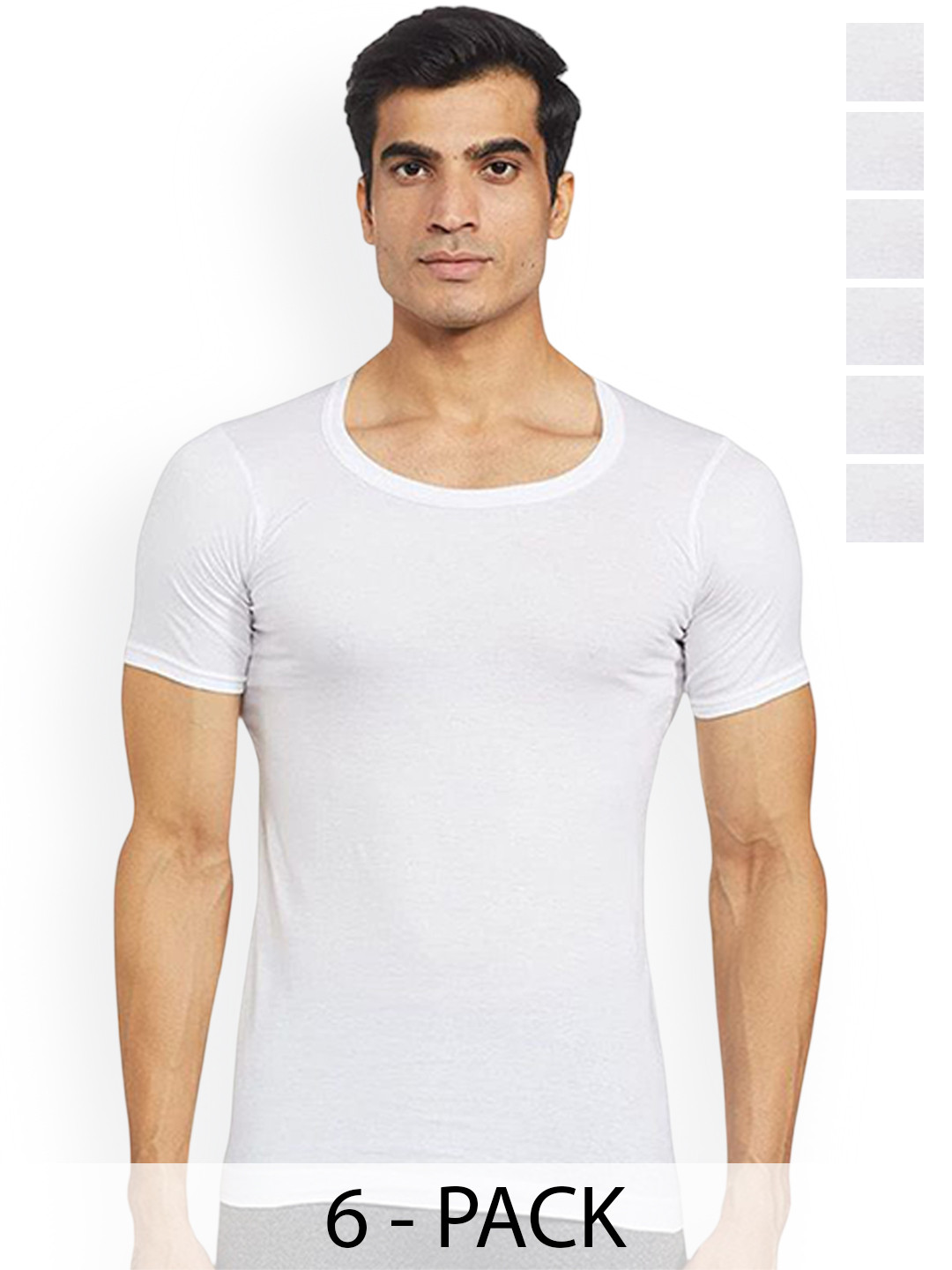 

Rupa Set Of 6 Cotton Undershirt Vests Frontline-Sky-White-RNS-6-90