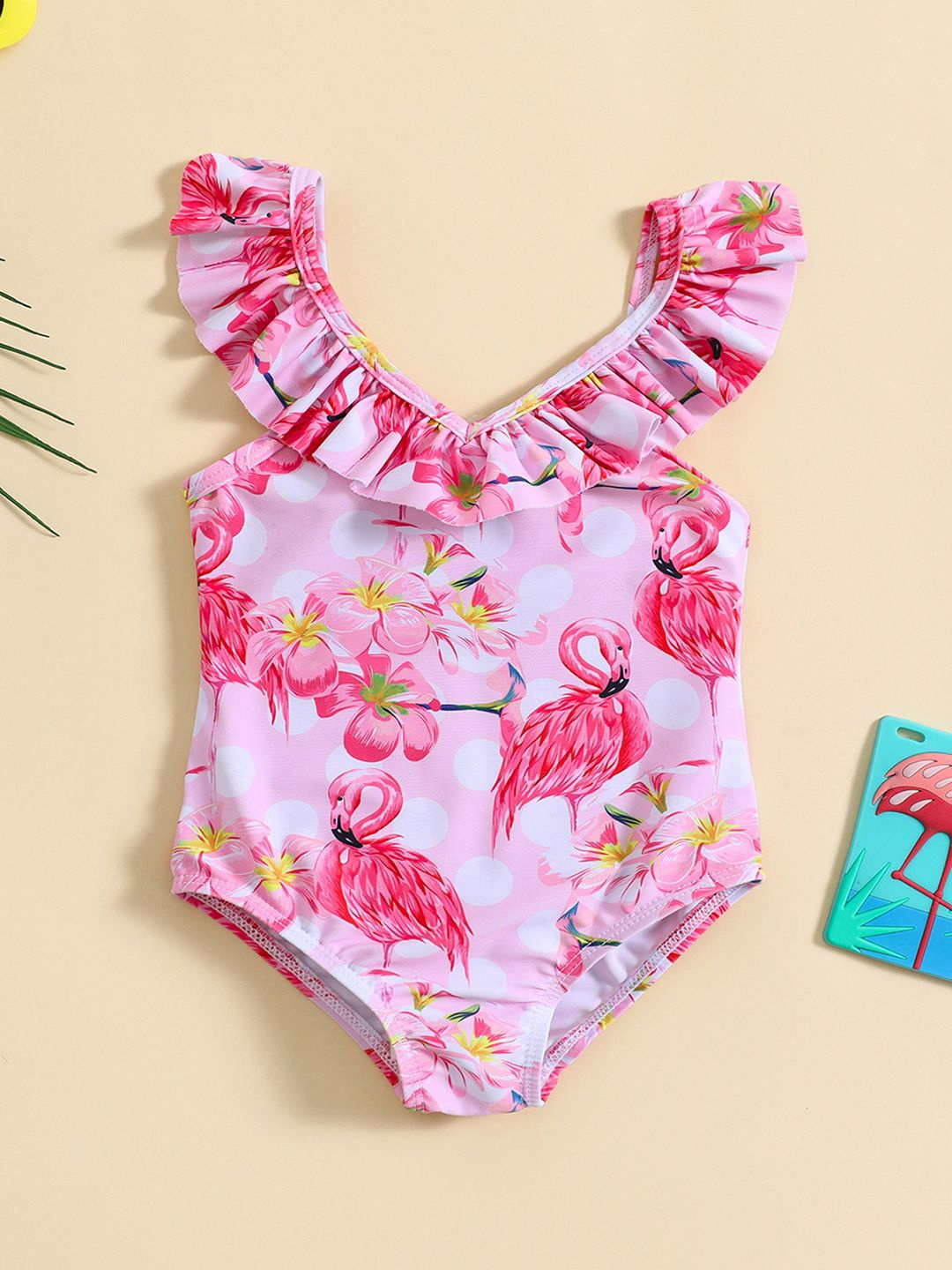 

YK Girls Printed Swim Bodysuit, Pink