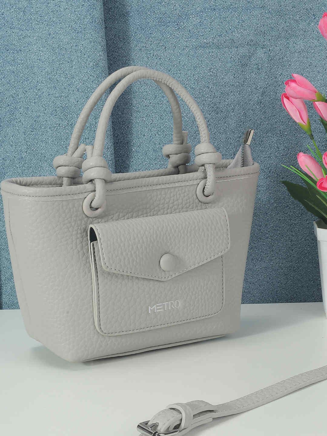 

Metro Bucket Satchel with Bow Detail, Grey