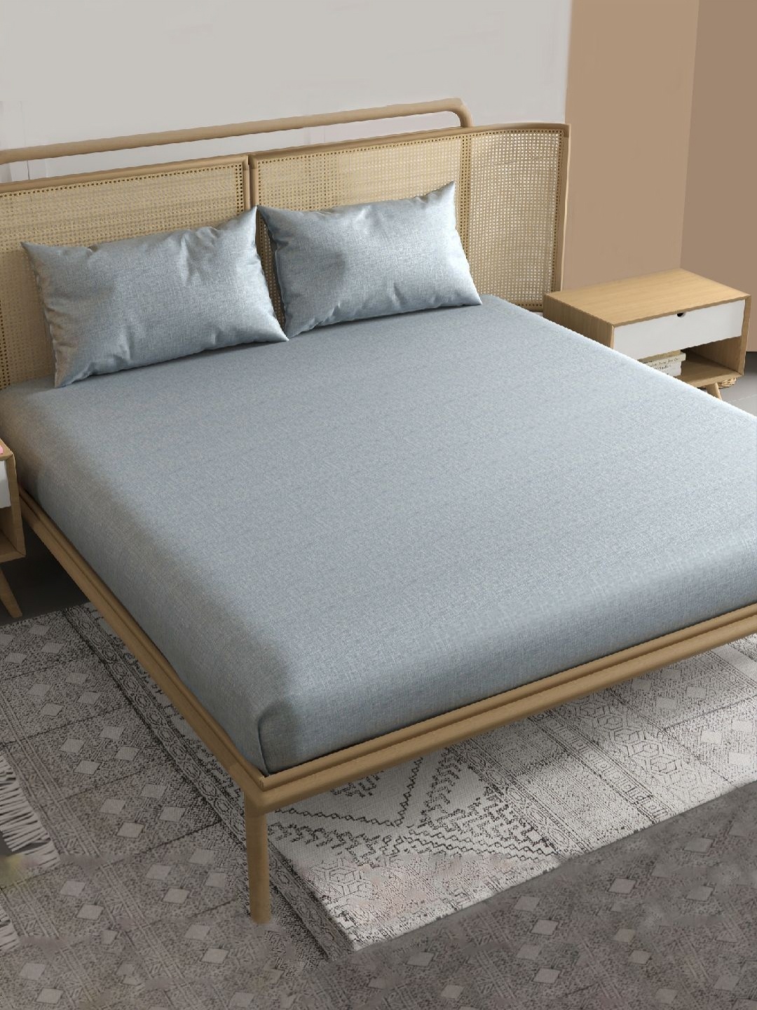 

VINTANA Blue Cotton 250 TC King Bedsheet Set - 2.74 m x 2.74 m