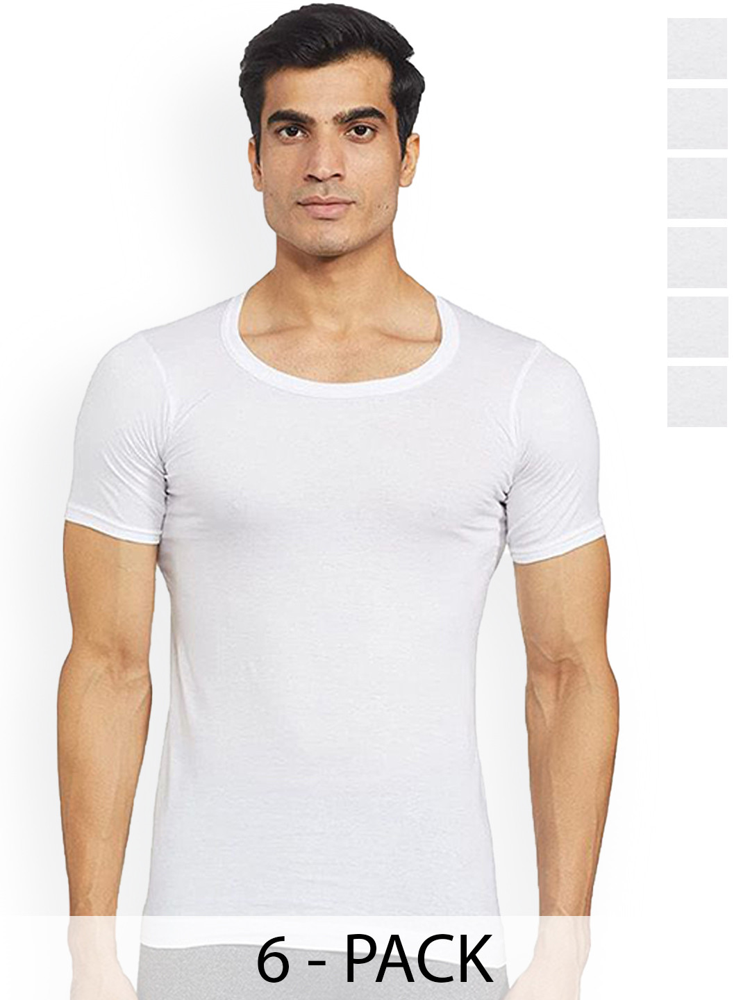 

Rupa Pack Of 6 Pure Cotton Undershirt Vests Frontline-Sky-White-RNS-6-95