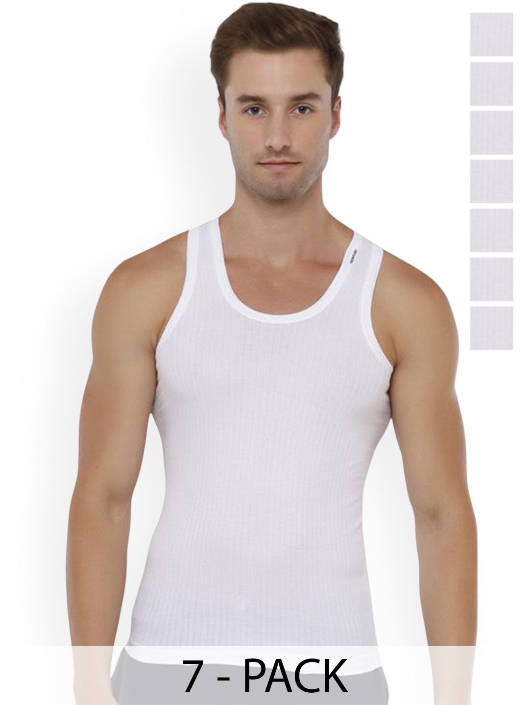 

Rupa Set Of 7 Cotton Undershirt Vests Frontline-Xing-Whit-RN-7-85, White