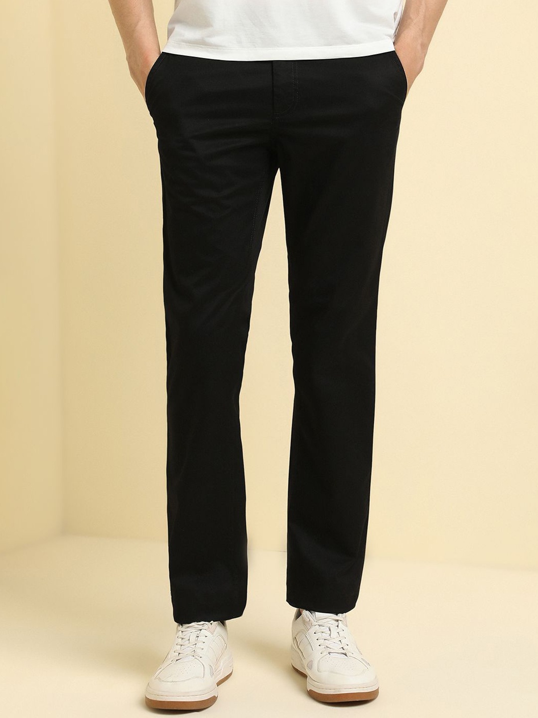 

Allen Solly Black Regular Fit Solid Casual Trousers