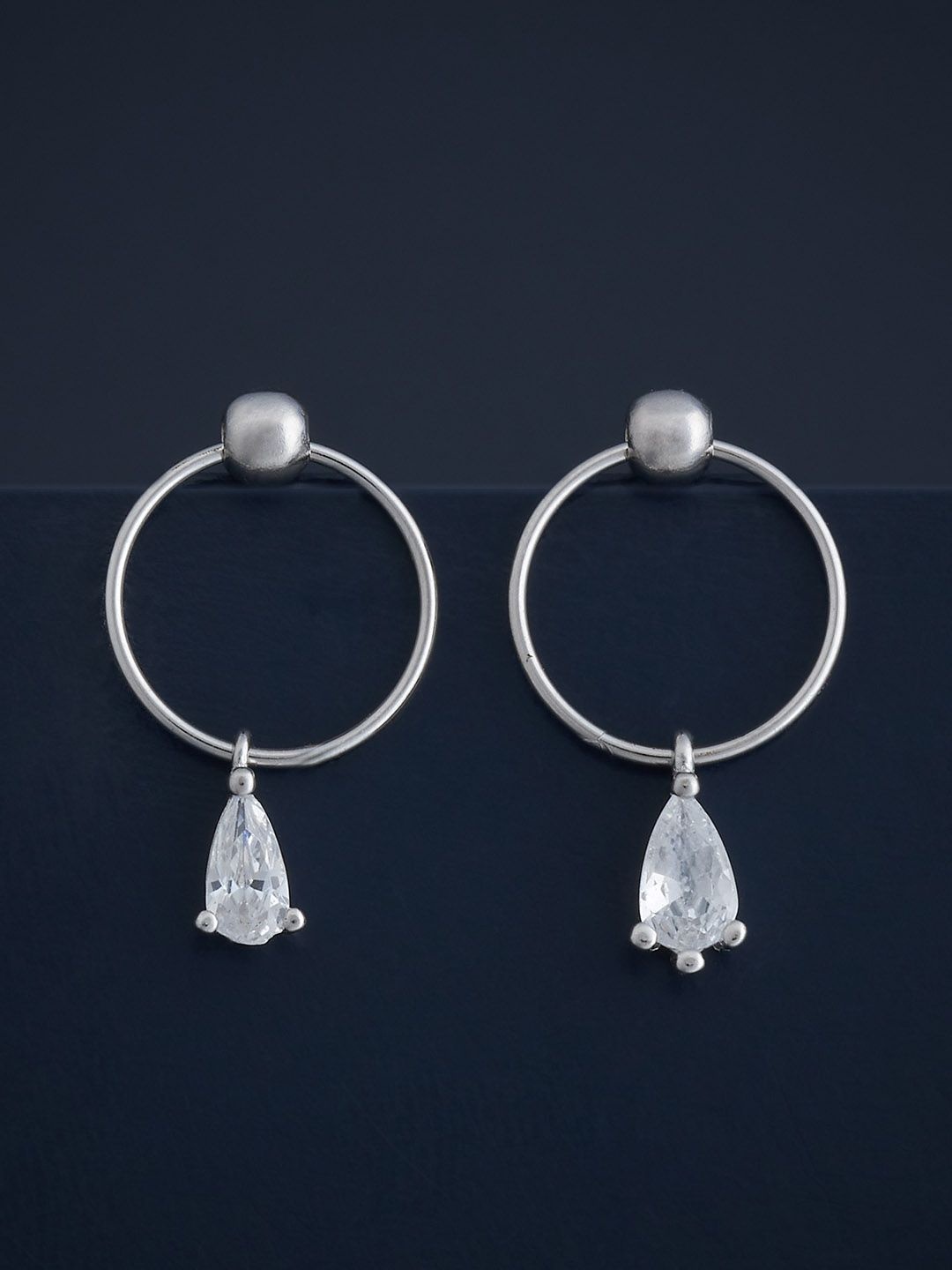 

Kushal's Fashion Jewellery 92.5 Silver Rhodium-Plated Classic Drop Earrings