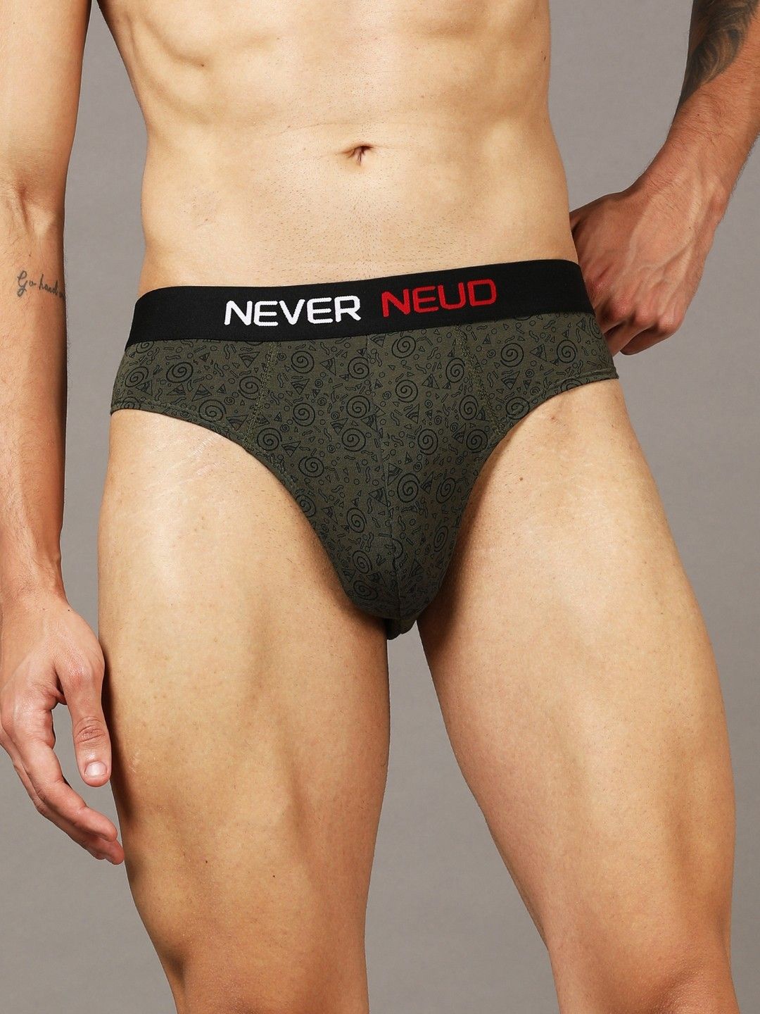 

NEVER NEUD Mid-Rise Anti-Bacterial Basic Briefs NN01-M1001-S, Olive