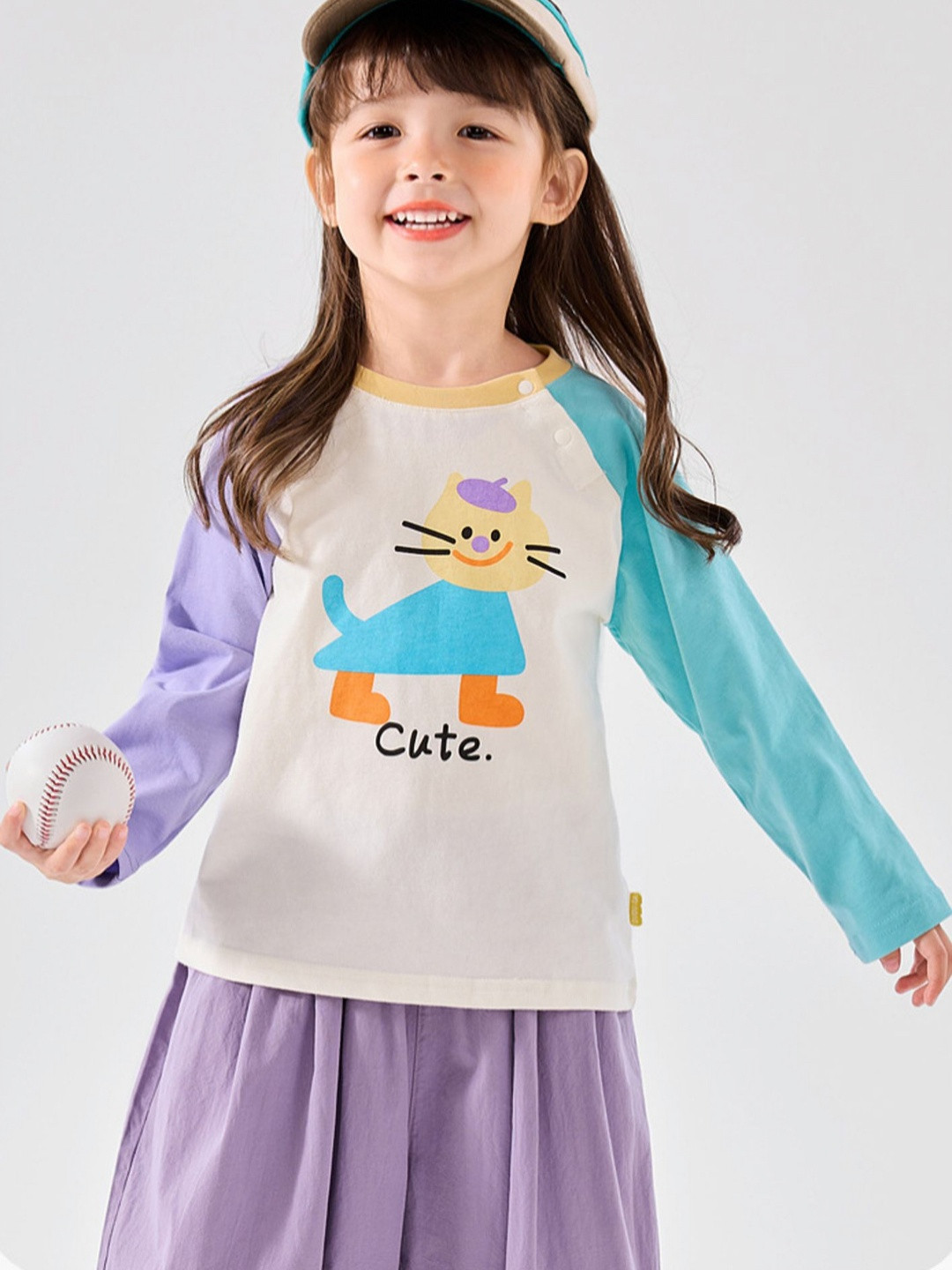 

LULU & SKY Girls Graphic Printed Round Neck Cotton T-shirt, White