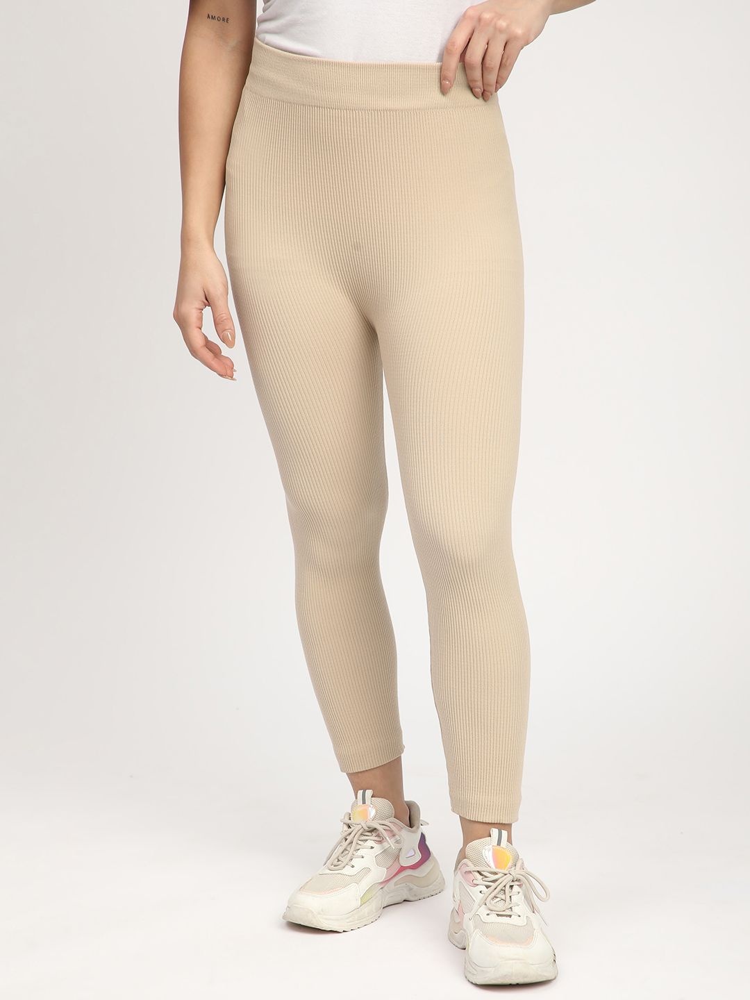 

R&B Women Tight Fit Capris, Beige