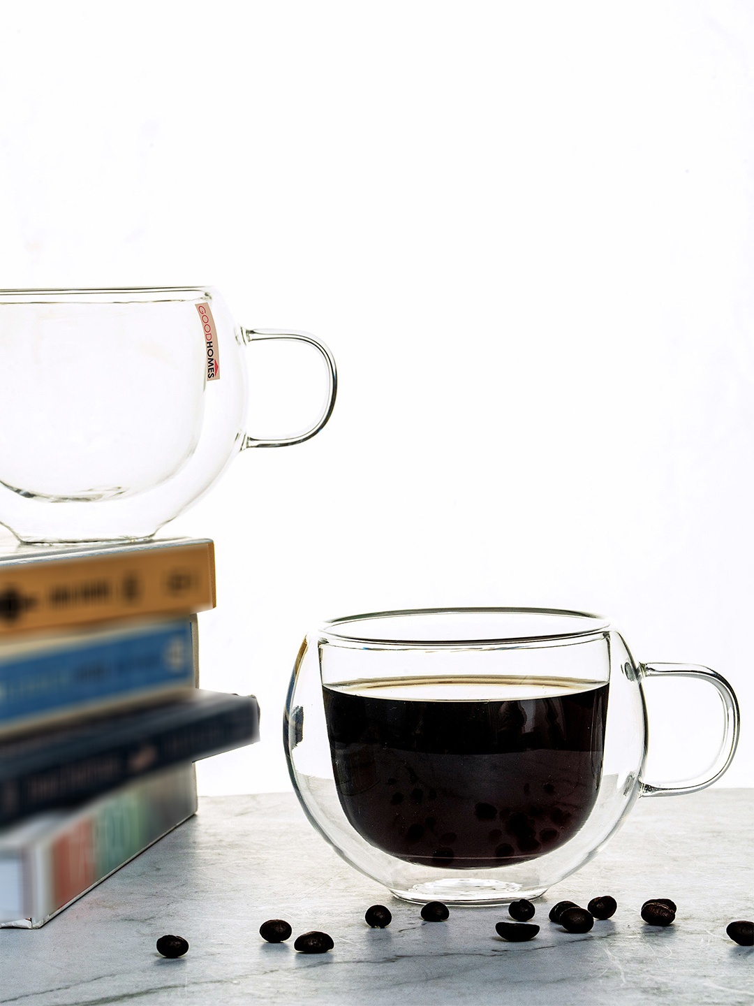 

GOODHOMES Transparent Set Of 2 Glass Mugs 270ml
