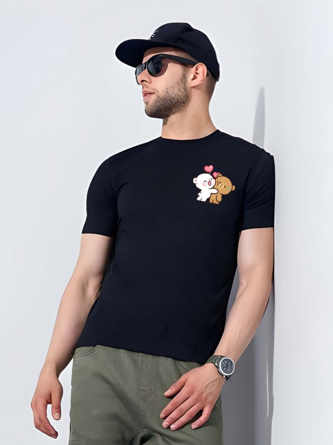 

Moda Rapido Men Graphic Printed Round Neck Cotton T-shirt, Black