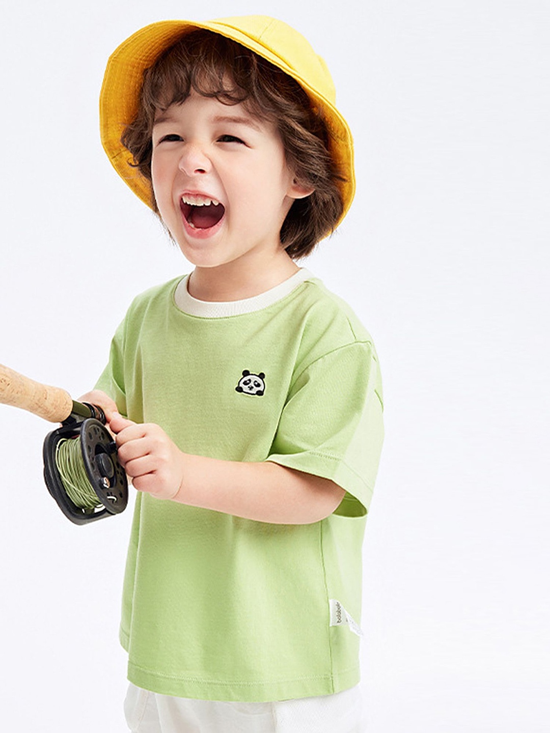 

LULU & SKY Boys Solid Round Neck Cotton Oversized T-shirt, Green