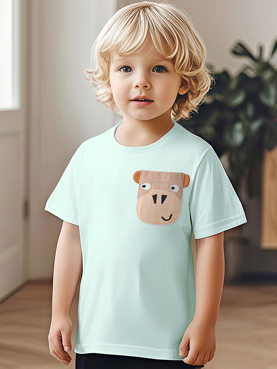 

LULU & SKY Boys Graphic Printed Round Neck Cotton T-shirt, Sea green