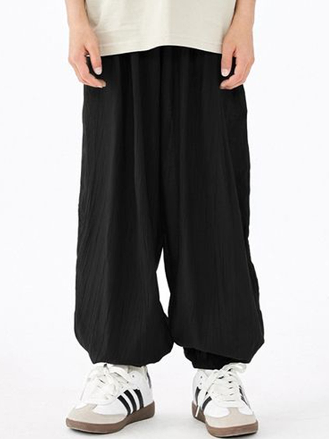 

LULU & SKY Girls Loose Fit High-Rise Trousers, Black
